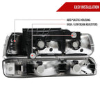 1999-2002 Chevrolet Silverado/ 2000-2006 Suburban/Tahoe Factory Style Headlights with Bumper Corner Signal Lights (Chrome Housing/Clear Lens)