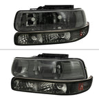1999-2002 Chevrolet Silverado/ 2000-2006 Suburban/Tahoe Factory Style Headlights with Bumper Corner Signal Lights (Chrome Housing/Smoked Lens)