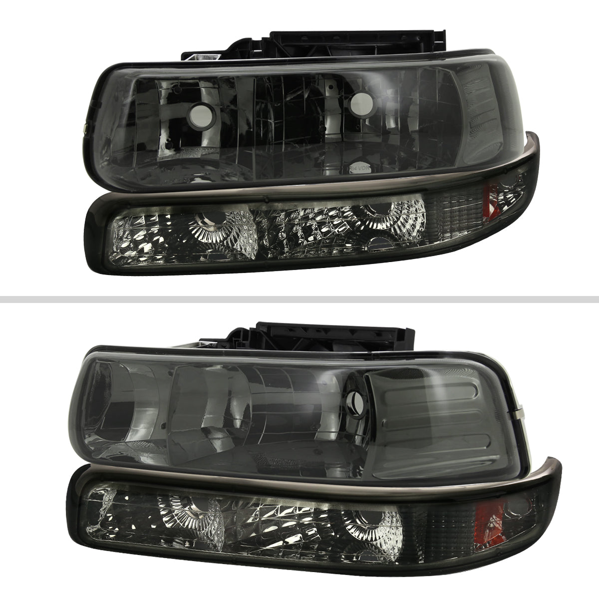 1999-2002 Chevrolet Silverado/ 2000-2006 Suburban/Tahoe Factory Style Headlights with Bumper Corner Signal Lights (Chrome Housing/Smoked Lens)
