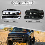 1999-2002 Chevrolet Silverado / 2000-2006 Tahoe / Suburban LED Bar Factory Style Headlights w/ Bumper Light Assembly (Matte Black Housing / Clear Lens)
