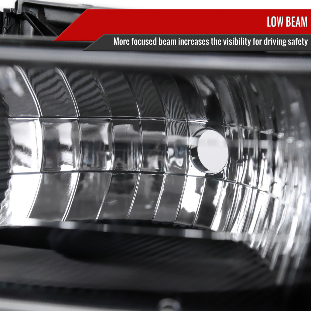 1999-2002 Chevrolet Silverado/ 2000-2006 Tahoe/Suburban Factory Style Headlights w/ Bumper Light Assembly (Chrome Housing / Smoked Lens)