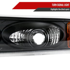1999-2002 Chevrolet Silverado/ 2000-2006 Tahoe/Suburban Factory Style Headlights w/ Bumper Light Assembly (Matte Black Housing/Clear Lens)