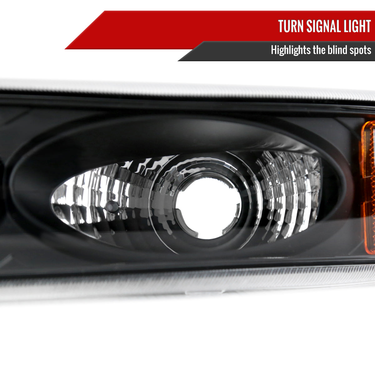 1999-2002 Chevrolet Silverado/ 2000-2006 Tahoe/Suburban Factory Style Headlights w/ Bumper Light Assembly (Matte Black Housing/Clear Lens)