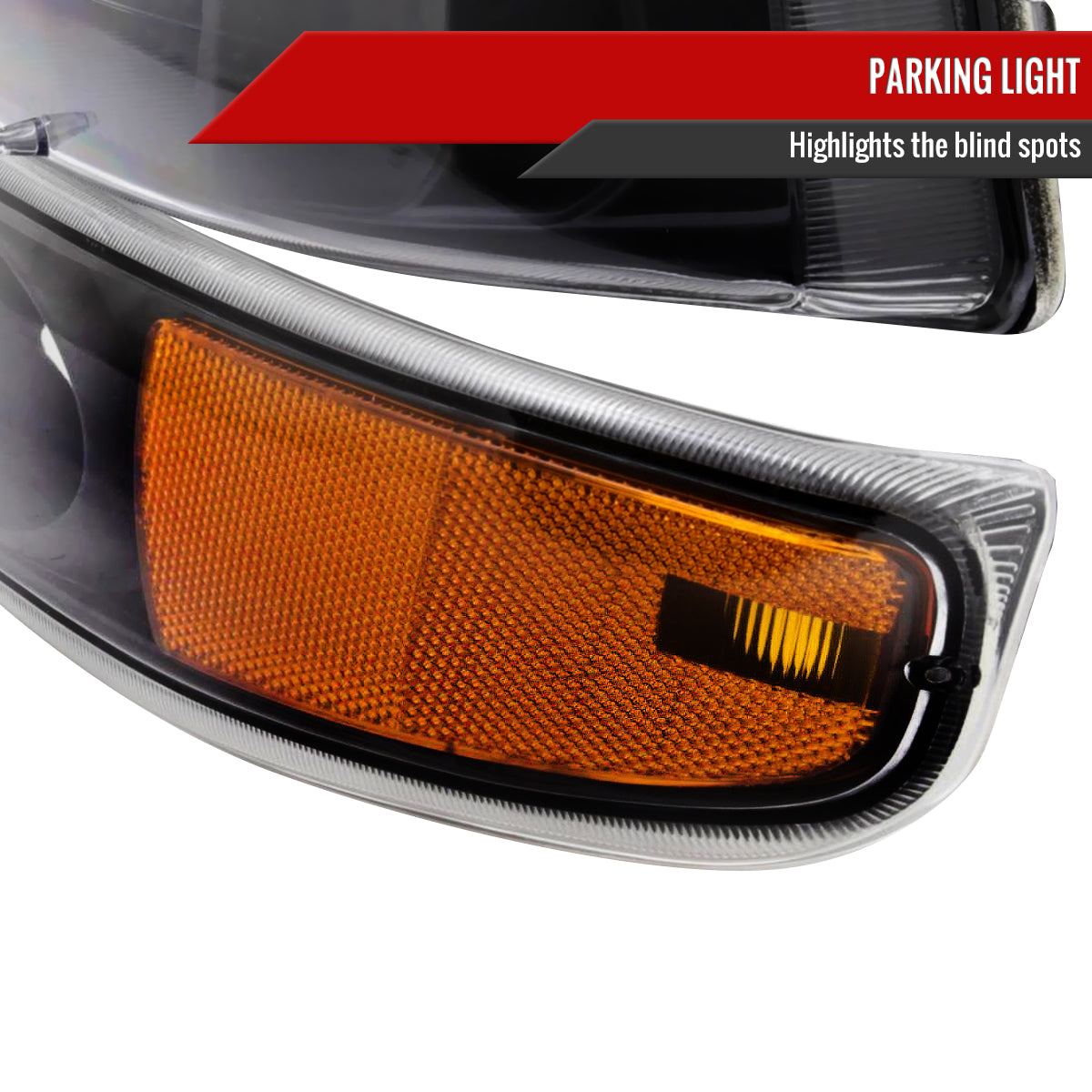1999-2002 Chevrolet Silverado/ 2000-2006 Tahoe/Suburban Factory Style Headlights w/ Bumper Light Assembly (Chrome Housing / Smoked Lens)
