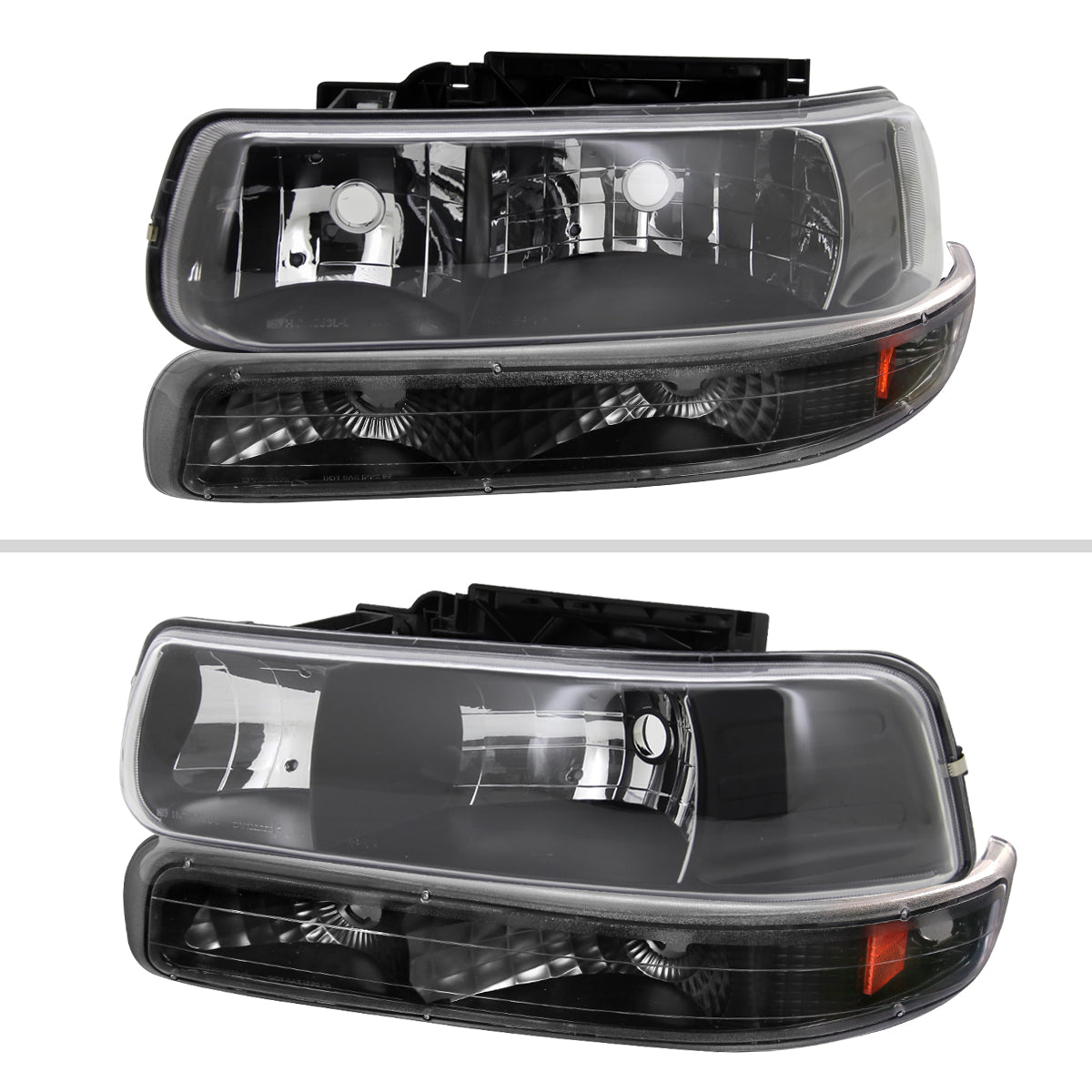1999-2002 Chevrolet Silverado/ 2000-2006 Suburban/Tahoe Factory Style Headlights with Bumper Corner Signal Lights (Matte Black Housing/Clear Lens)