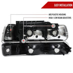 1999-2002 Chevrolet Silverado/ 2000-2006 Suburban/Tahoe Factory Style Headlights with Bumper Corner Signal Lights (Matte Black Housing/Clear Lens)