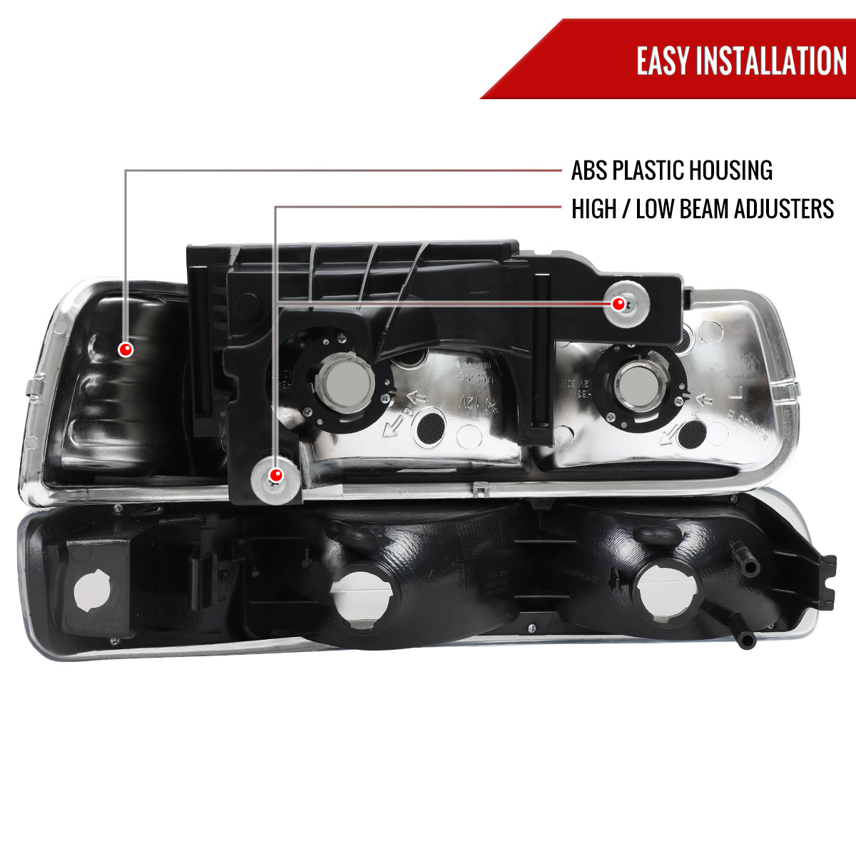1999-2002 Chevrolet Silverado/ 2000-2006 Suburban/Tahoe Factory Style Headlights with Bumper Corner Signal Lights (Matte Black Housing/Clear Lens)