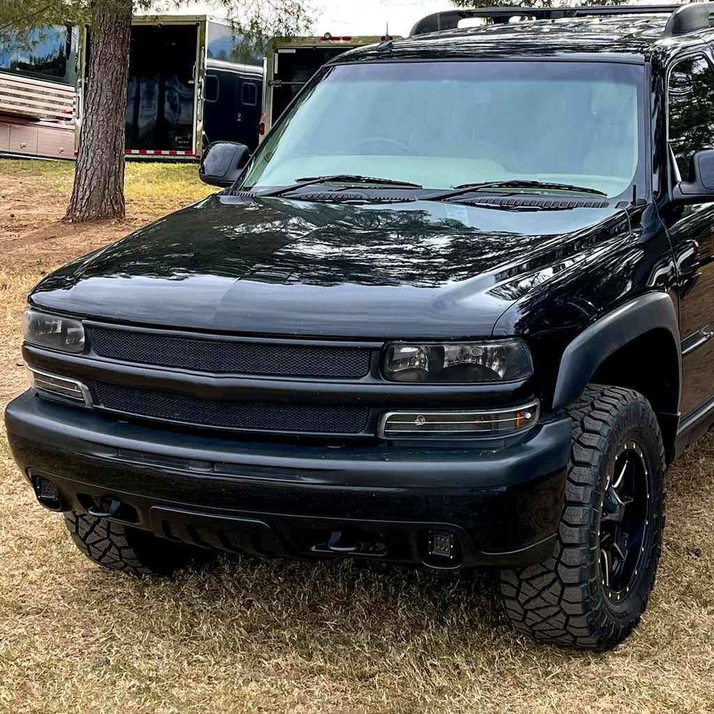 1999-2002 Chevrolet Silverado/ 2000-2006 Suburban/Tahoe Factory Style Headlights with Bumper Corner Signal Lights (Matte Black Housing/Clear Lens)