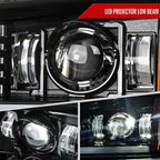 2003-2007 Chevrolet Silverado Avalanche LED Projector DRL Headlights w/ Bumper Lights (Jet Black Housing/Clear Lens)