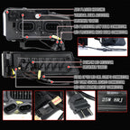 2003-2007 Chevrolet Silverado Avalanche LED Projector DRL Headlights w/ Bumper Lights (Jet Black Housing/Clear Lens)