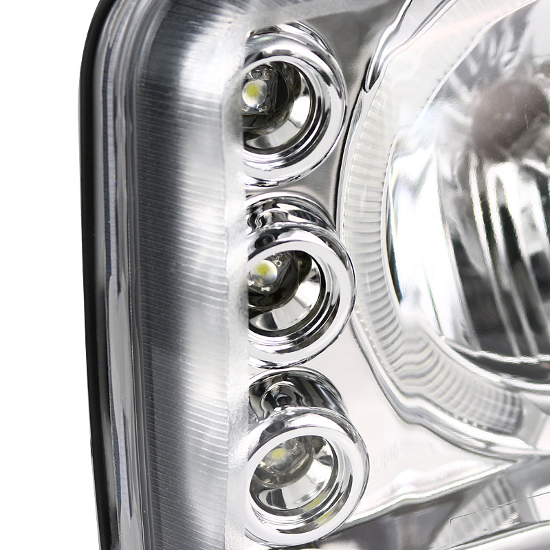 2001-2006 GMC Yukon + XL Denali/ 2002-2006 GMC Sierra Denali Dual Halo Projector Headlights w/ Bumper Lights (Chrome Housing/Clear Lens)