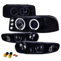 2001-2006 GMC Yukon + XL Denali/ 2002-2006 GMC Sierra Denali Dual Halo Projector Headlights w/ Bumper Lights (Glossy Black Housing/Smoked Lens)