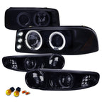 2001-2006 GMC Yukon + XL Denali/ 2002-2006 GMC Sierra Denali Dual Halo Projector Headlights w/ Bumper Lights (Glossy Black Housing/Smoked Lens)
