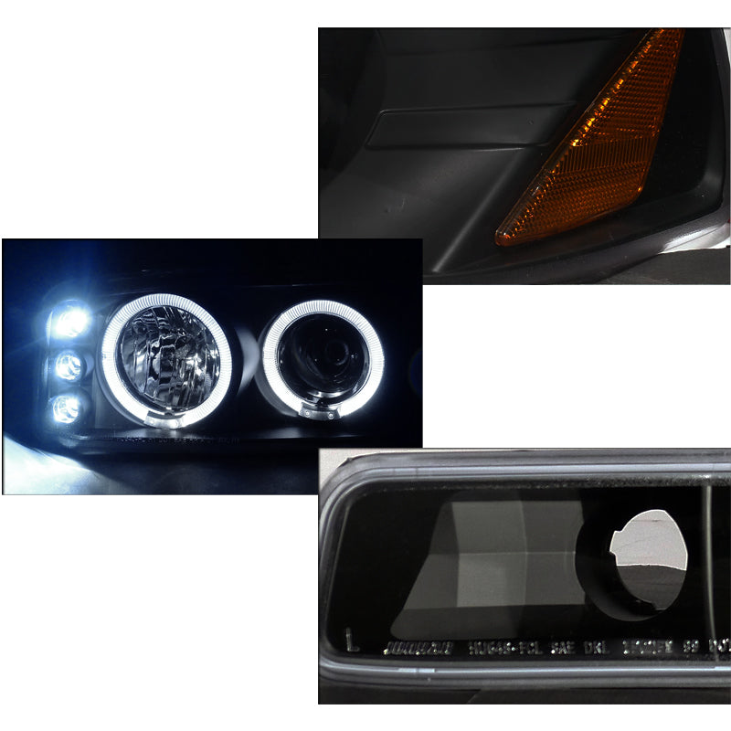 1999-2006 GMC Sierra/Yukon XL/SLT Dual Halo Projector Headlights & Bumper Lights (Matte Black Housing/Clear Lens)