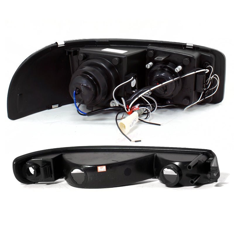 1999-2006 GMC Sierra/Yukon XL/SLT Dual Halo Projector Headlights & Bumper Lights (Matte Black Housing/Clear Lens)