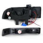 1998-2004 Chevrolet S10 Blazer Dual Halo Projector Headlights w/ Bumper Lights (Matte Black Housing/Clear Lens)