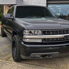 1999-2002 Chevrolet Silverado/ 2000-2006 Chevrolet Tahoe/Suburban Dual Halo Projector Headlights with LED Sequential Turn Signal Bumper Lights (Chrome Housing/Clear Lens)