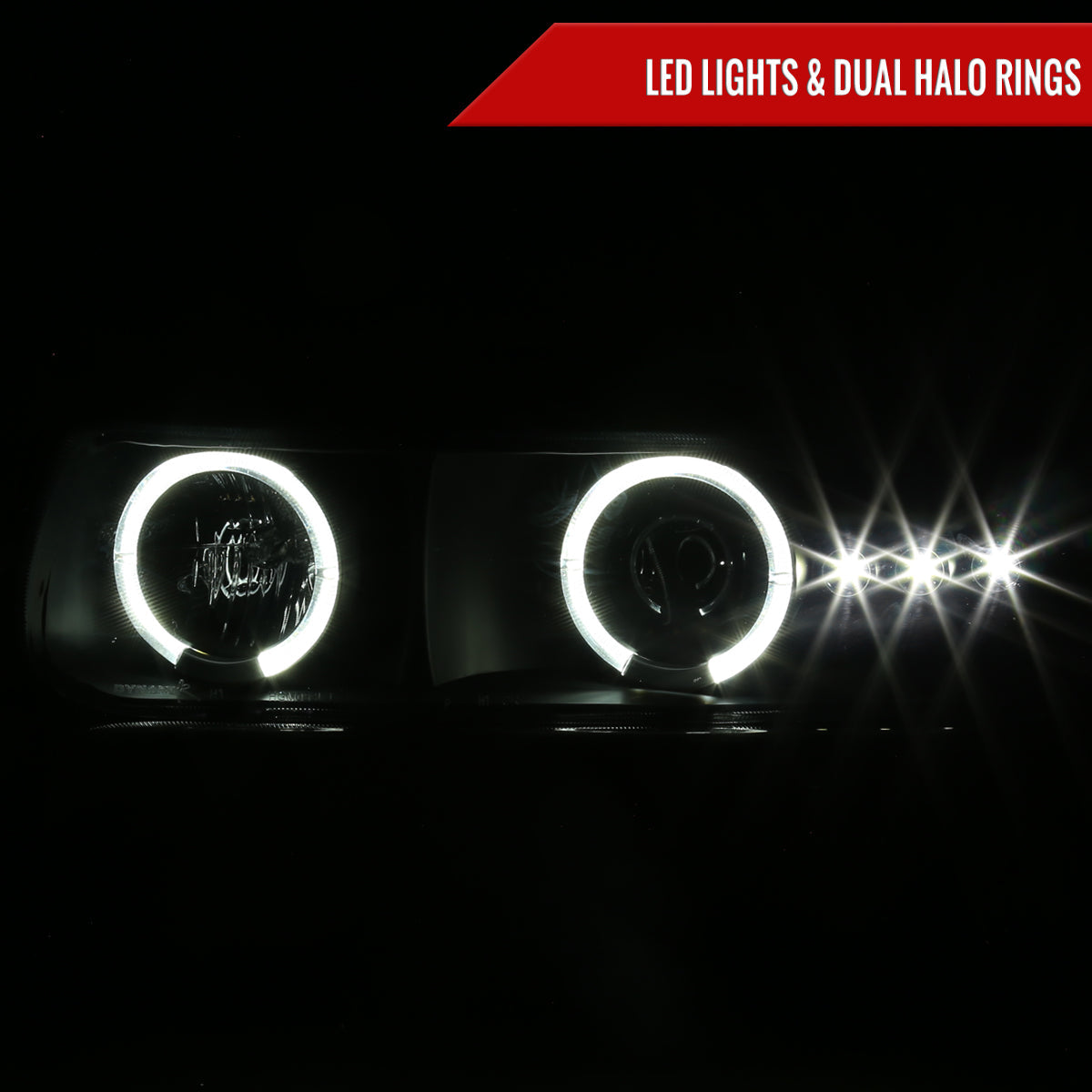 1999-2002 Chevrolet Silverado/ 2000-2006 Tahoe Suburban Dual Halo Projector Headlights w/ Bumper Lights (Black Housing/Smoked Lens)