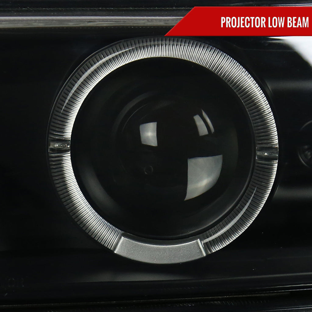 1999-2002 Chevrolet Silverado/ 2000-2006 Tahoe Suburban Dual Halo Projector Headlights w/ Bumper Lights (Black Housing/Smoked Lens)