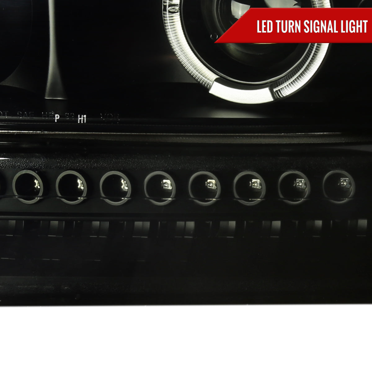 1999-2002 Chevrolet Silverado/ 2000-2006 Chevrolet Tahoe/Suburban Dual Halo Projector Headlights with LED Sequential Turn Signal Bumper Lights (Black Housing/Smoked Lens)