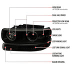 1999-2002 Chevrolet Silverado/ 2000-2006 Chevrolet Tahoe/Suburban Dual Halo Projector Headlights with LED Sequential Turn Signal Bumper Lights (Black Housing/Smoked Lens)