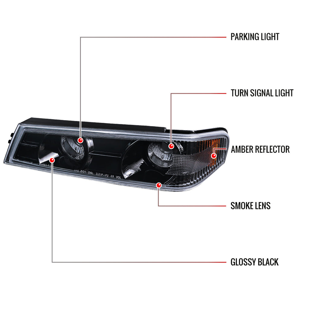 2004-2012 Chevrolet Colorado / GMC Canyon Corner Lights (Glossy Black Housing/Smoked Lens)