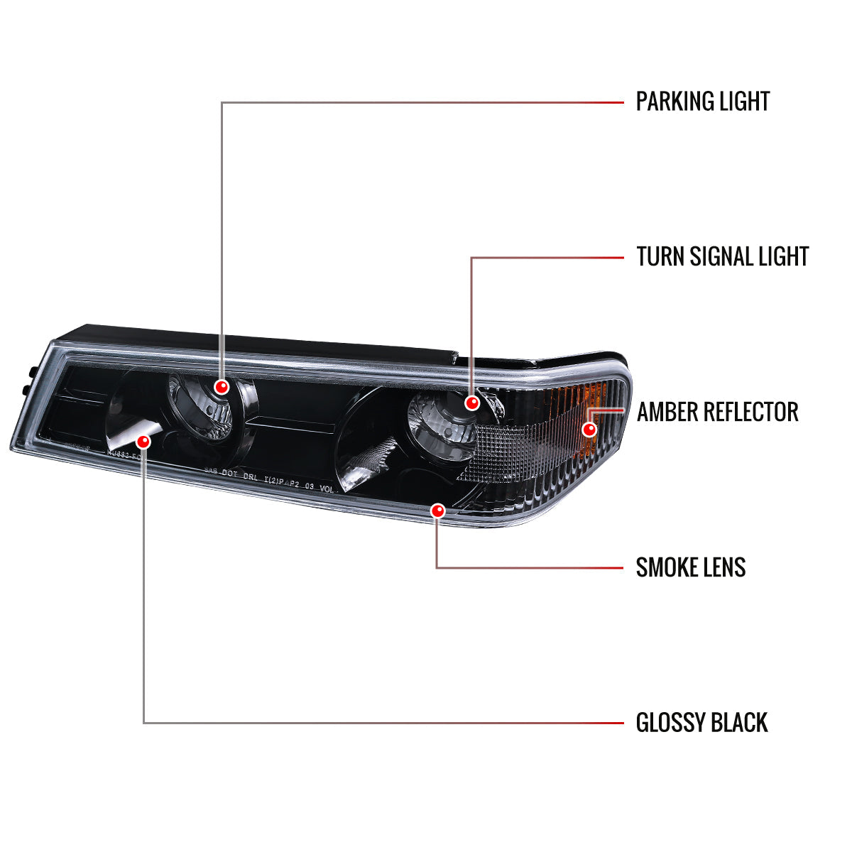 2004-2012 Chevrolet Colorado / GMC Canyon Corner Lights (Glossy Black Housing/Smoked Lens)