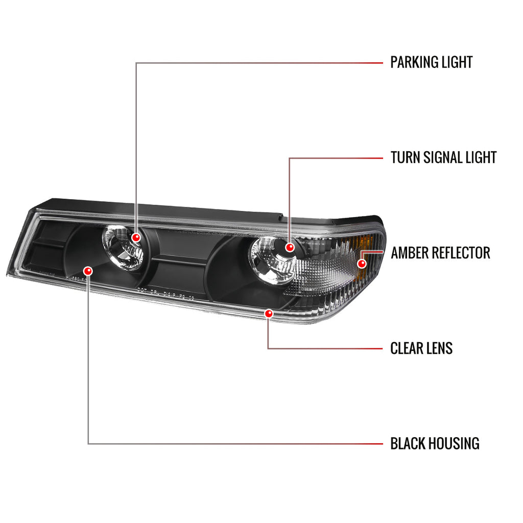 2004-2012 Chevrolet Colorado GMC Canyon Corner Lights (Matte Black Housing/Clear Lens)