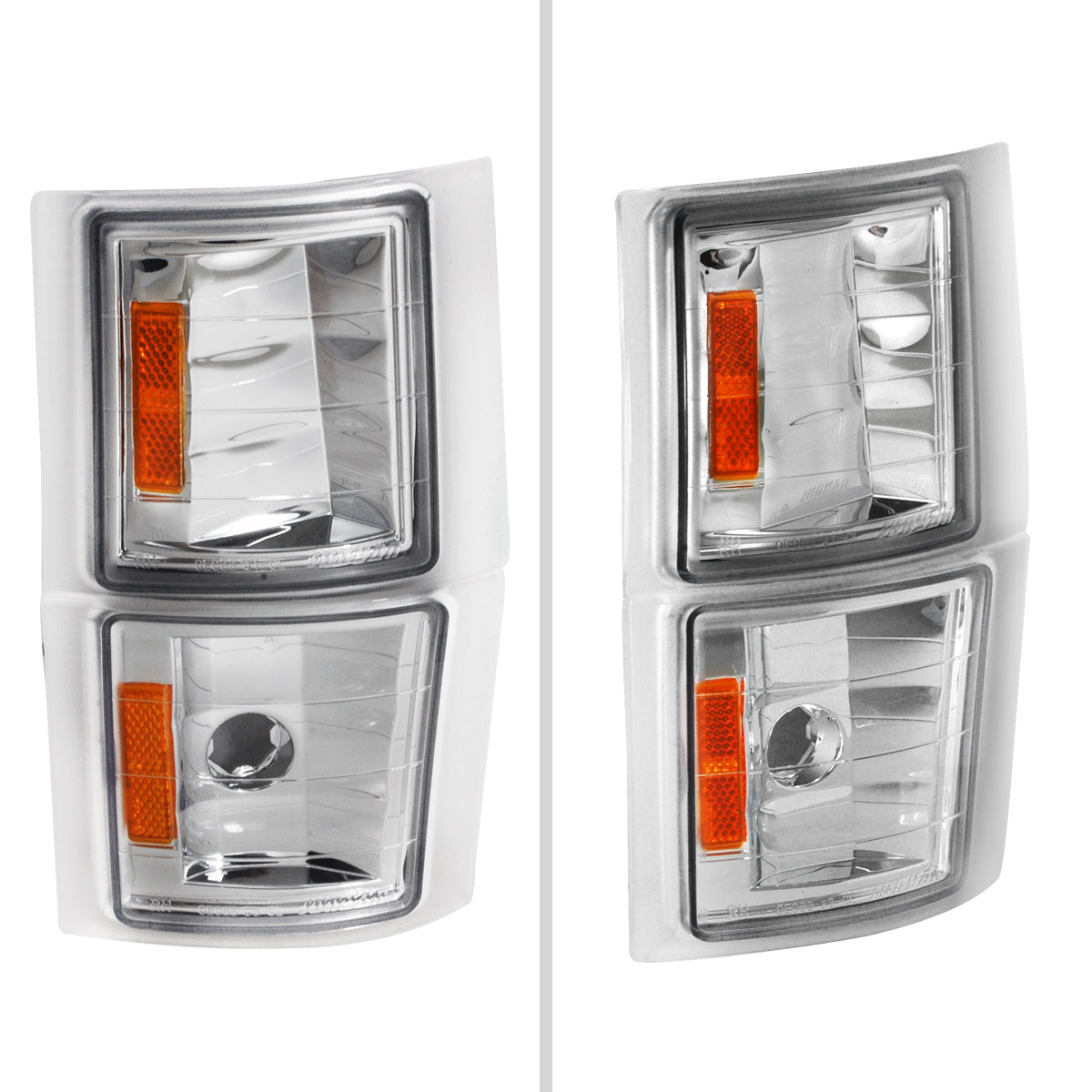 1994-1998 Chevrolet C/K 1500 2500/Tahoe Dual Halo Projector Headlights With Bumper and Corner Signal Lights (Chrome Housing/Clear Lens)