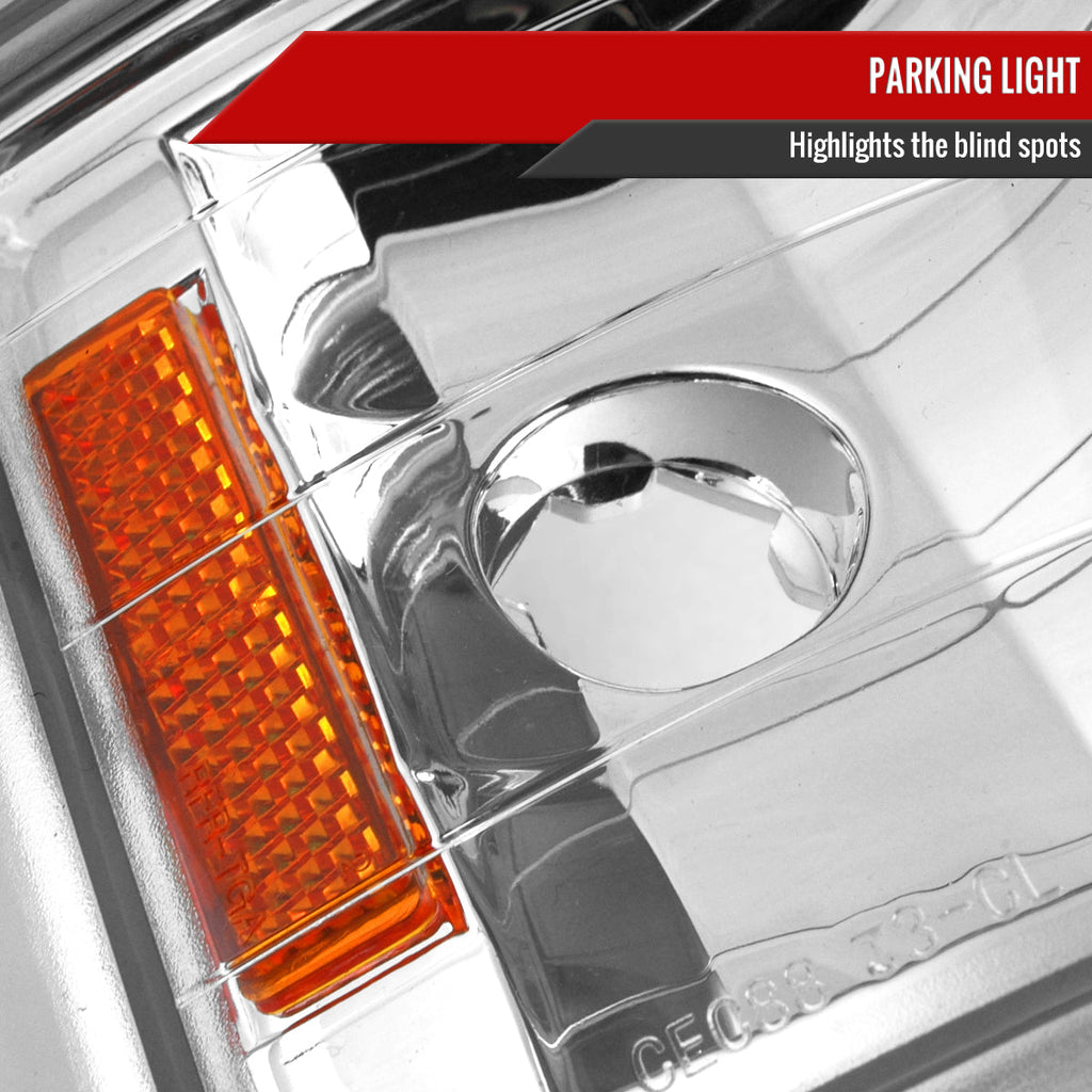 1994-1998 Chevrolet C/K 1500 2500/Tahoe Dual Halo Projector Headlights With Bumper and Corner Signal Lights (Chrome Housing/Clear Lens)