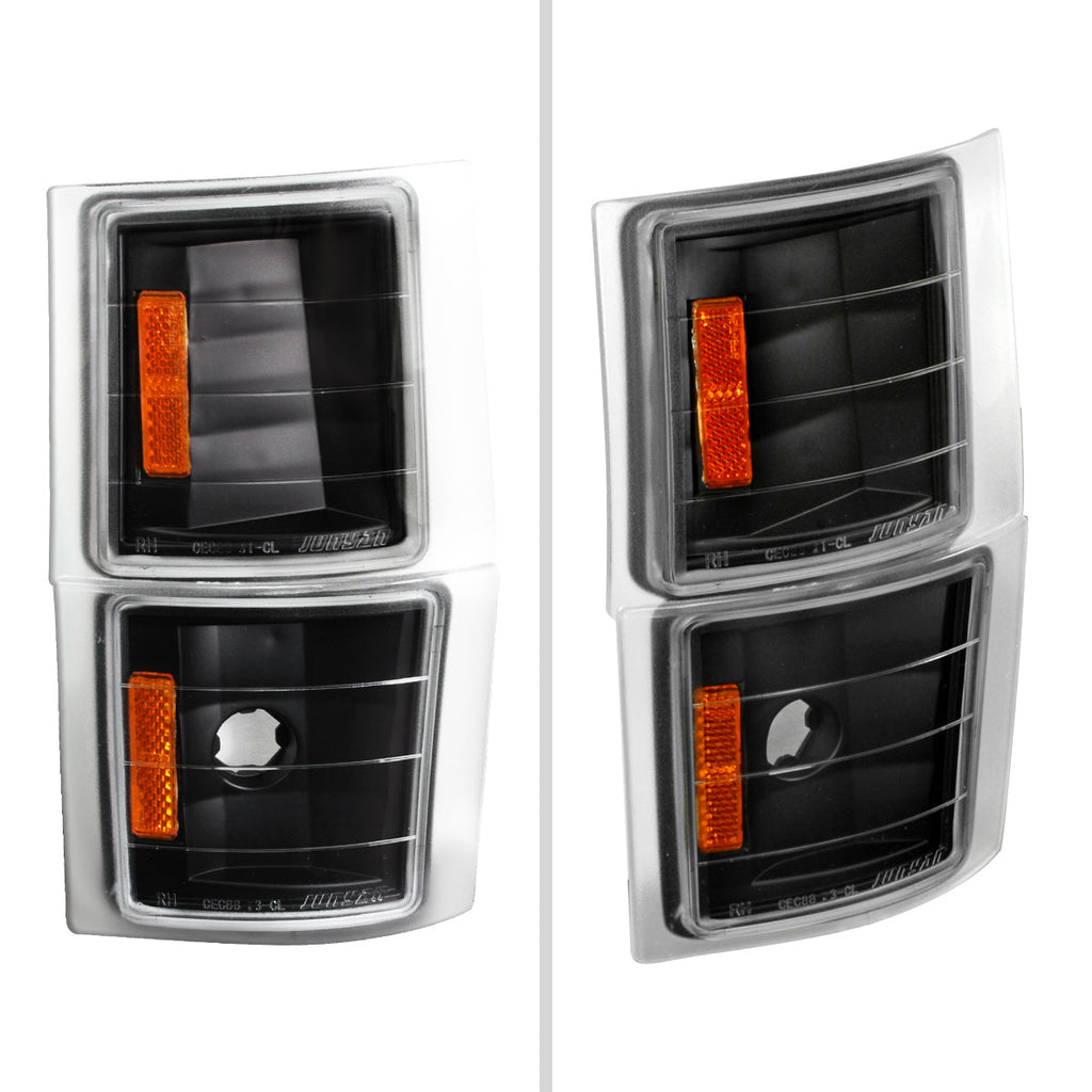 1994-1998 Chevrolet C/K Silverado/Tahoe Corner Lights (Matte Black Housing/Clear Lens)