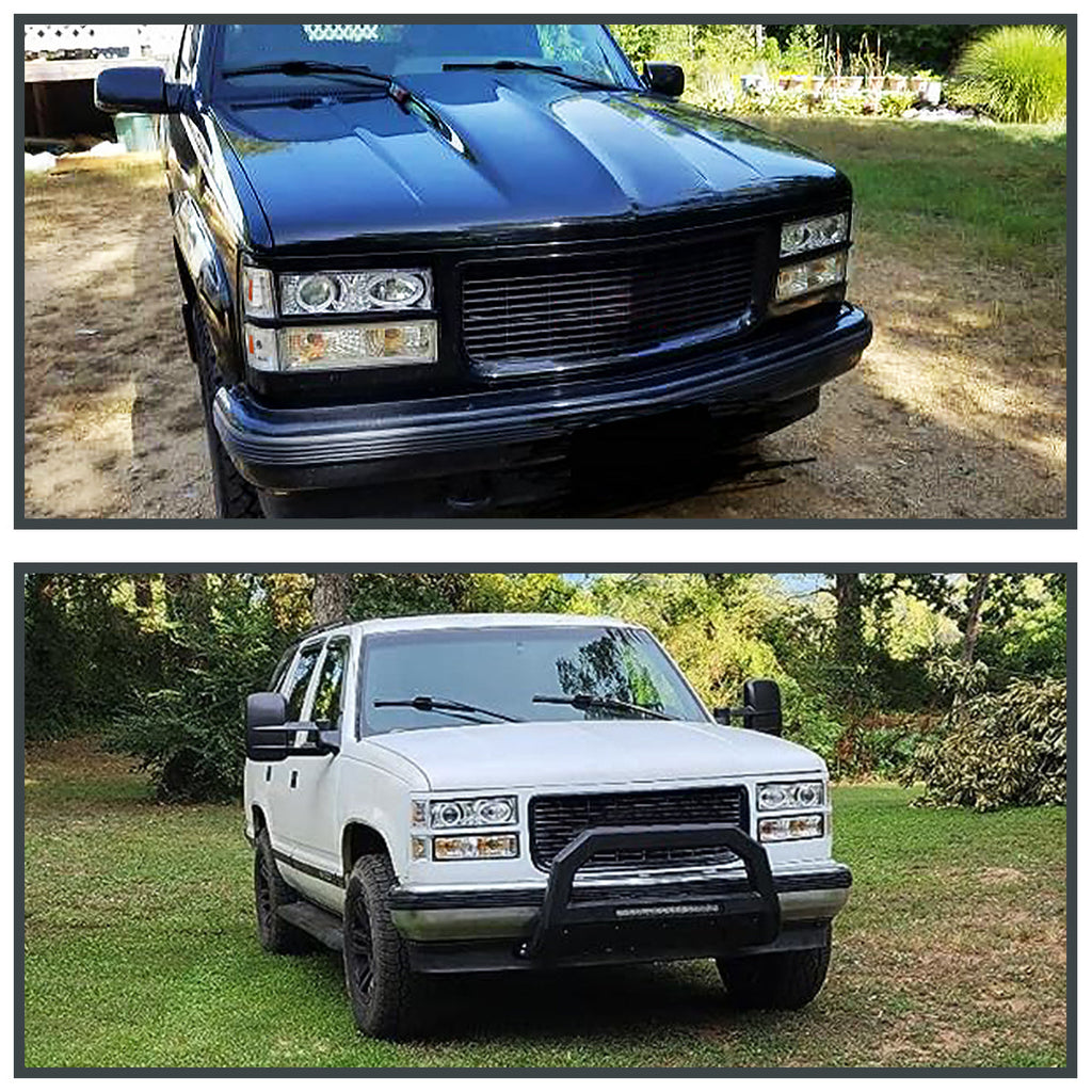 1994-1998 GMC C10 Sierra/Yukon/Suburban Corner Lights w/ Amber Reflectors (Chrome Housing/Clear Lens)