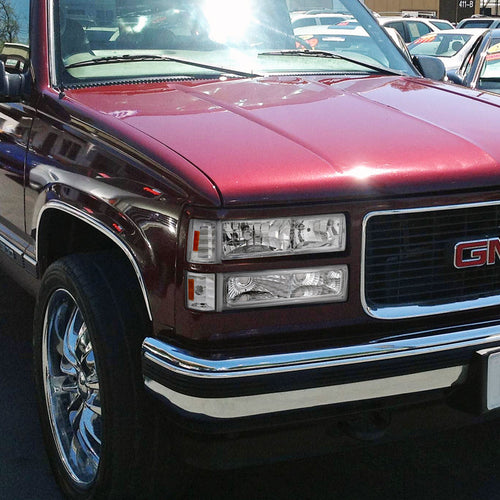 1994-1998 GMC C10 Sierra/Yukon/Suburban Corner Lights w/ Amber Reflectors (Chrome Housing/Clear Lens)