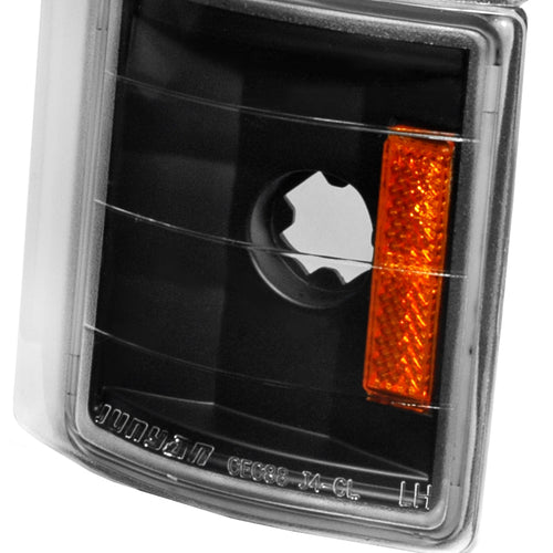 1994-1998 GMC C/K Sierra/Yukon/Suburban Corner Lights w/ Amber Reflectors (Matte Black Housing/Clear Lens)