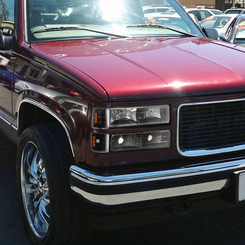 1994-1998 GMC C/K Sierra/Yukon/Suburban Corner Lights w/ Amber Reflectors (Matte Black Housing/Clear Lens)