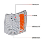 1993-1998 Jeep Grand Cherokee Corner Lights w/ Amber Reflectors (Chrome Housing/Clear Lens)