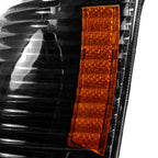 1993-1998 Jeep Grand Cherokee Corner Lights w/ Amber Reflectors (Matte Black Housing/Clear Lens)