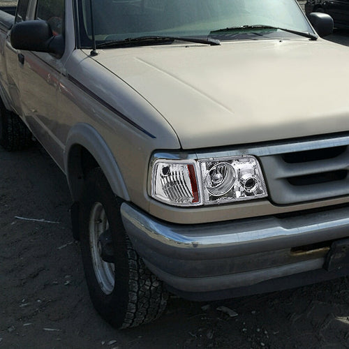 1993-1997 Ford Ranger Factory Style Corner Parking Turn Signal Lights (Chrome Housing/Clear Lens)