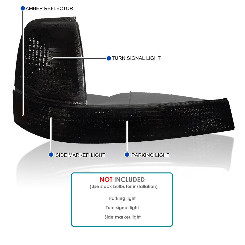 1998-2000 Ford Ranger Corner Parking Turn Signal Lights (Chrome Housing/Smoked Lens)