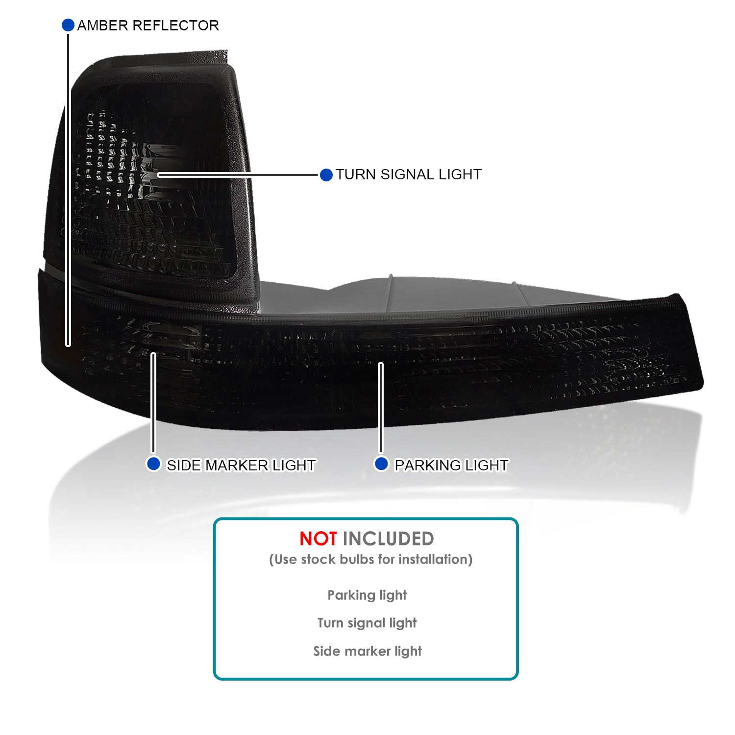 1998-2000 Ford Ranger Corner Parking Turn Signal Lights (Chrome Housing/Smoked Lens)