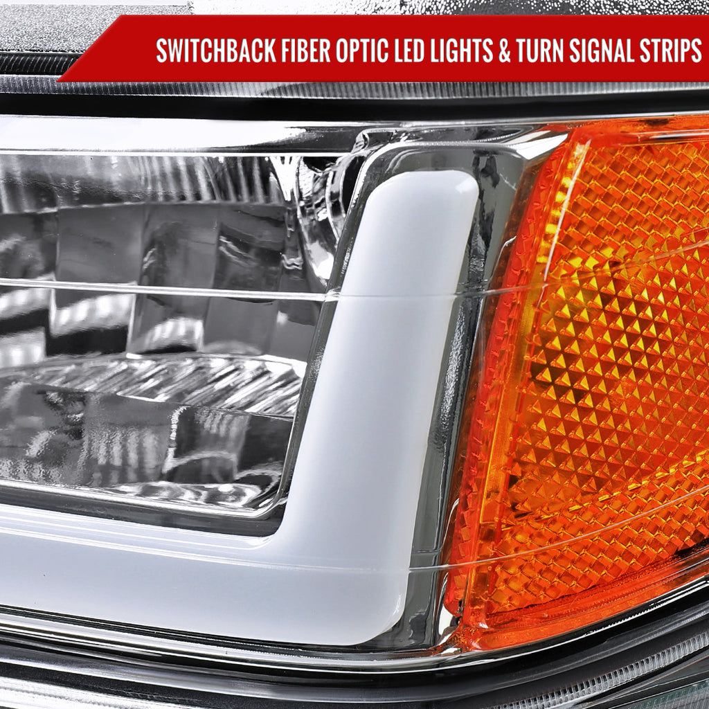 2004-2012 Chevrolet Colorado GMC Canyon LED Bar Factory Style Headlights w/ Amber Corner Lamp (Chrome Housing/Clear Lens)