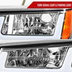 2004-2012 Chevrolet Colorado GMC Canyon LED Bar Factory Style Headlights w/ Amber Corner Lamp (Chrome Housing/Clear Lens)