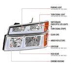 2004-2012 Chevrolet Colorado GMC Canyon LED Bar Factory Style Headlights w/ Amber Corner Lamp (Chrome Housing/Clear Lens)