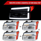 2004-2012 Chevrolet Colorado GMC Canyon/2006-2008 ISUZU I-Series Sequential Turn Signal Factory Style Headlights with LED Bar (Chrome Housing/Clear Lens)