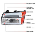 2004-2012 Chevrolet Colorado GMC Canyon/2006-2008 ISUZU I-Series Sequential Turn Signal Factory Style Headlights with LED Bar (Chrome Housing/Clear Lens)