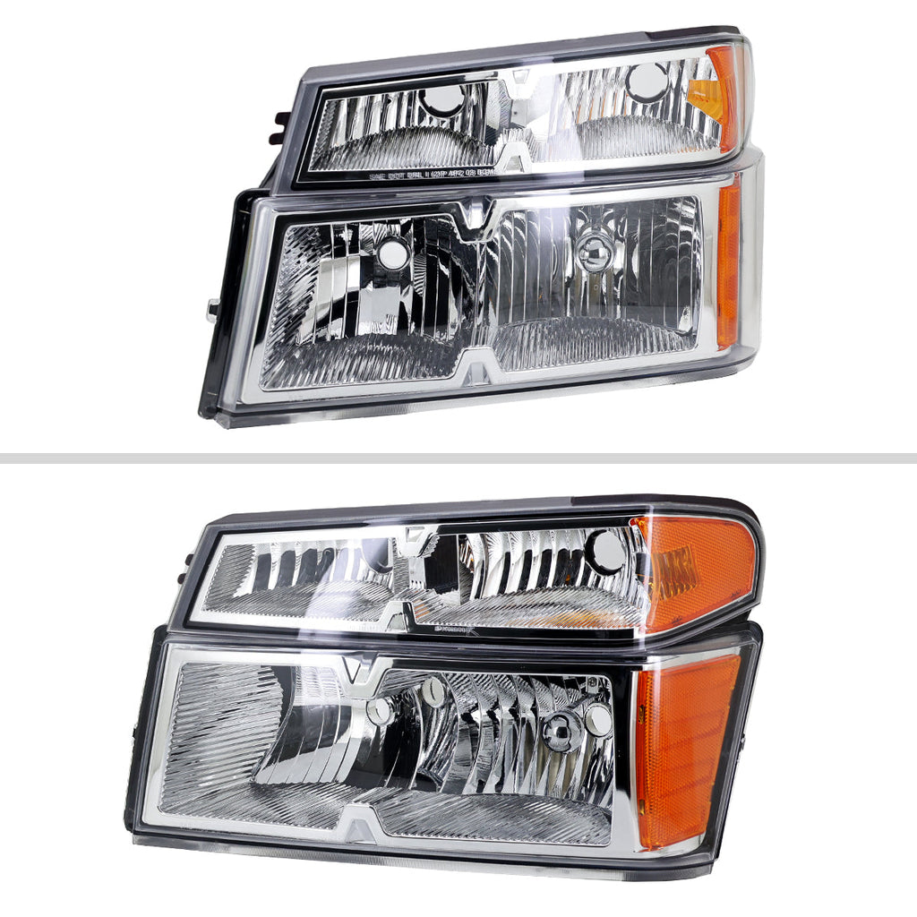 2004-2012 Chevrolet Colorado/GMC Canyon/Isuzu I-Series Factory Style Headlights & Corner Lights Pair (Chrome Housing/Clear Lens)