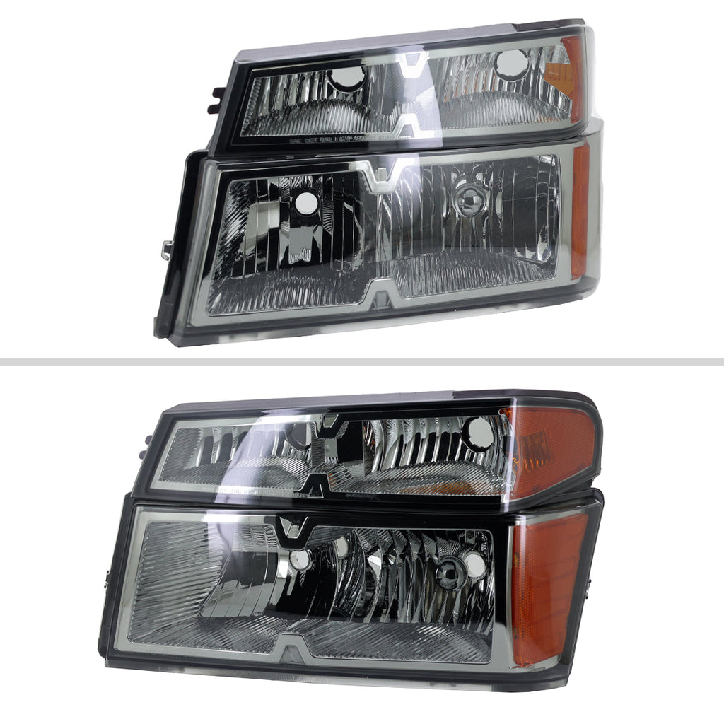 2004-2012 Chevrolet Colorado/GMC Canyon/Isuzu I-Series Factory Style Headlights & Corner Lights Pair (Chrome Housing/Smoked Lens)