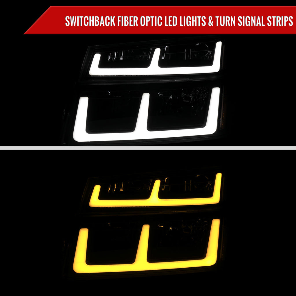 2004-2012 Chevy Colorado GMC Canyon LED Bar Factory Style Headlights w/ Amber Corber Lamp (Matte Black Housing/Clear Lens)