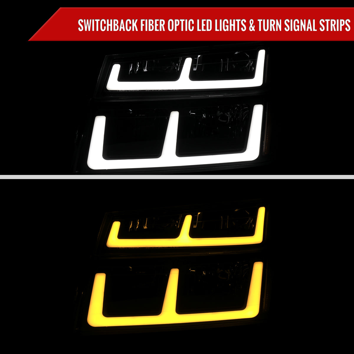 2004-2012 Chevy Colorado GMC Canyon LED Bar Factory Style Headlights w/ Amber Corber Lamp (Matte Black Housing/Clear Lens)