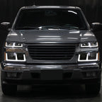2004-2012 Chevy Colorado GMC Canyon LED Bar Factory Style Headlights w/ Amber Corber Lamp (Matte Black Housing/Clear Lens)